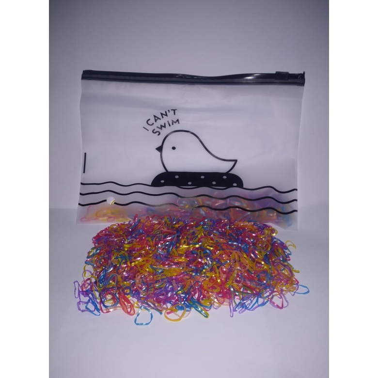 [100 PCS] KARET JEPANG ELASTIS WARNA WARNI - IKAT KARET RAMBUT ELASTIS FREE POUCH GAYA KOREA