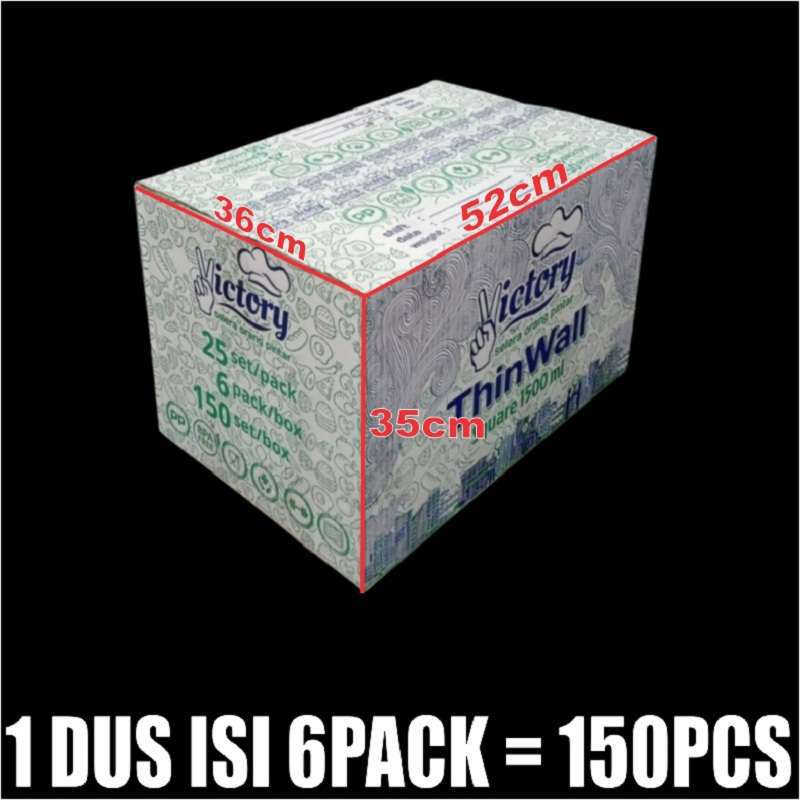 Thinwall SQ 1000ml 1500ml 2000ml 3000ml Per Dus Kotak Makanan Square Plastik Gjk