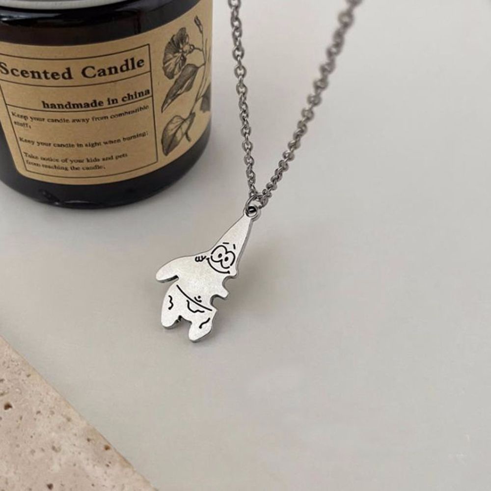 REBUY Korean Best Friend Necklace Simple SpongeBob Clavicle Chain Women Creative Couple Friends Gift Alloy Hip Hop Pie Big Star