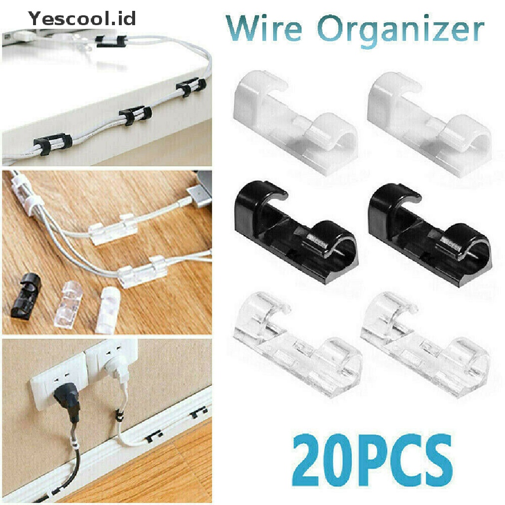 【Yescool】 20pcs Wire Organizer Securing Cable Clamp Storage Clips Buckle Line Finishing .