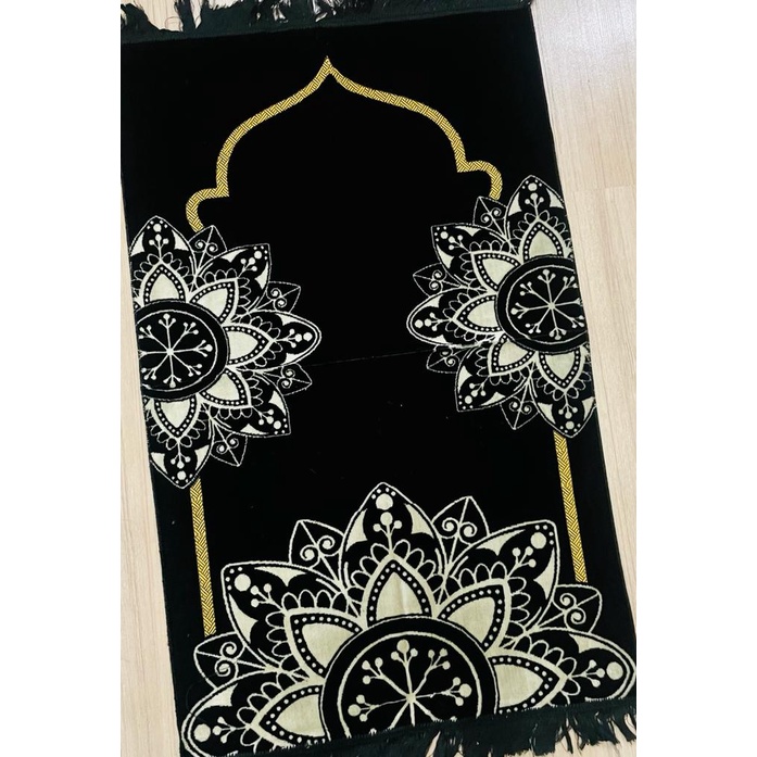 SAJADAH AL-AZAAN SOFT FLORAL BLACK EDITION SPIEGEL GOLD UK 70X110