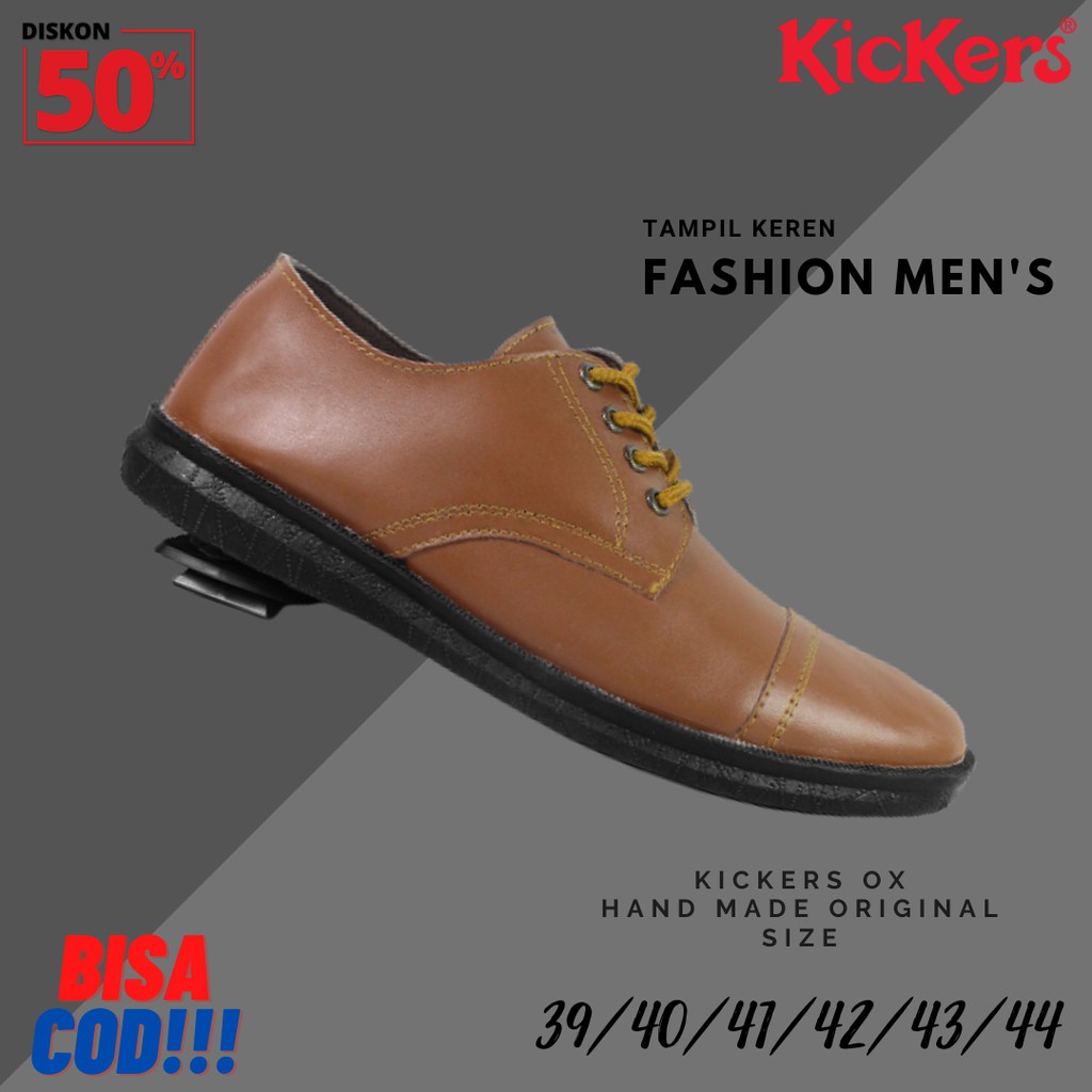 TERBARU Sepatu Pantopel Kerja Formal Casual Kickers Oxford TAN Pantofel Fashion Cowok Kekinian