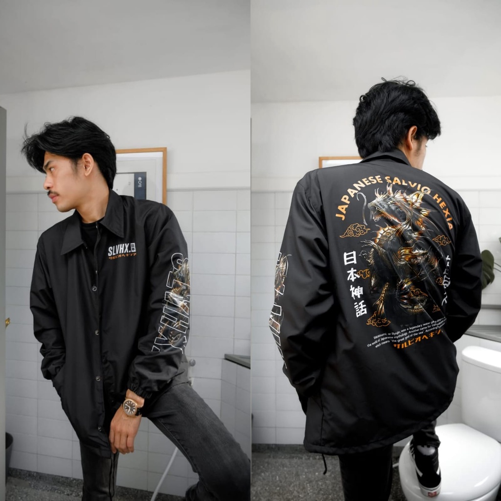 JAKET PRIA - JAKET COACH SALVIO HEXIA - JAKET WINDBREAKER - JAKET PARASUT PRIA - JAKET PARASUT - JAKET COACH ORIGINAL - JAKET COACH ANAK - JAKET COACH PRIA - JAKET COACH WANITA -  JACKET PRIA - JAKET CASUAL - JAKET MOTOR -  JAKET COWOK - JAKET COWO-Hitam Naga SE