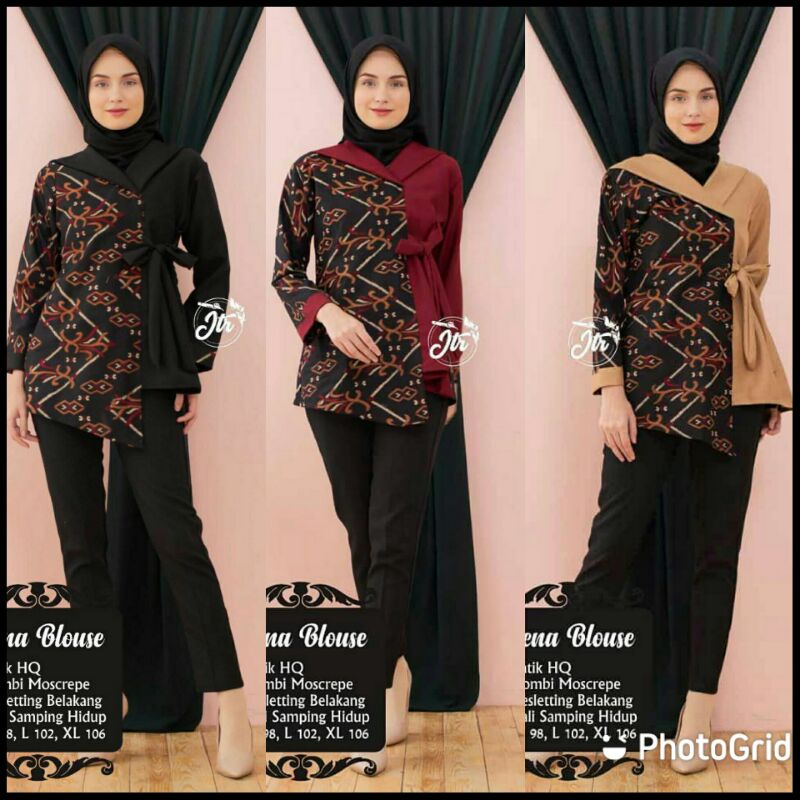 Atasan Batik Wanita Motif Kantoran Size M L Xl