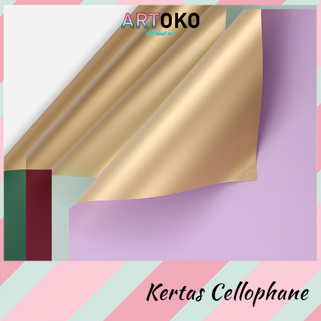 

Flower Wrap Cellophane Paper Kertas Bungkus Buket Polos Gold Emas