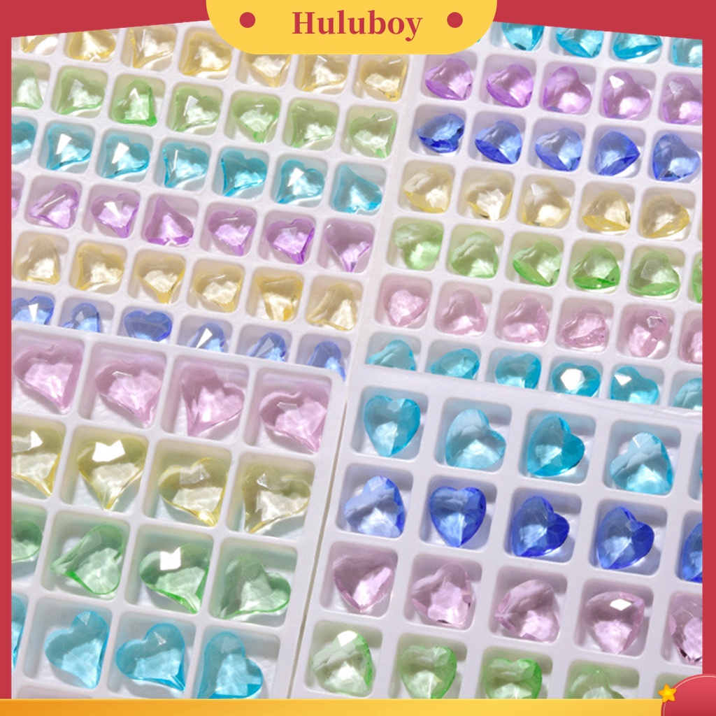 Huluboy Huluboy♡ 10pcs Charms Berlian Imitasi Bentuk Hati 3D Warna Campur Untuk Dekorasi Nail Art