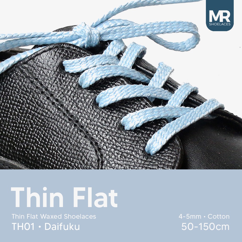MR Shoelaces TH01 Daifuku (Biru Langit) Tali Sepatu Lilin Gepeng Thin 3-4mm (Waxed Laces) 50cm 80cm 120cm 150cm