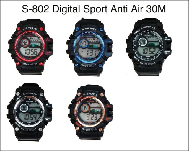 ［W.R 30M］Jam tangan Digital sport pria Anti Air 30M  S-802