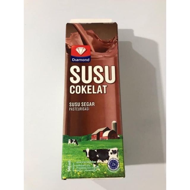  Susu  segar fresh milk diamond  coklat  946ml pasteurisasi 