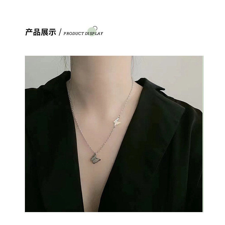 Net Red Butterfly pendek polos kalung wanita sederhana gaya dingin tembaga berlapis emas kalung popu