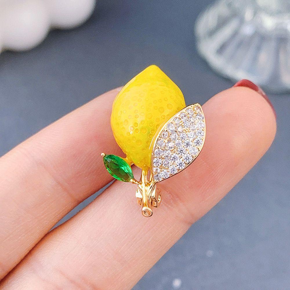 Mxbeauty Lemon Bros Korsase Kepribadian Elegan Mantel Aksesoris Hadiah Perempuan Pria Berlian Imitasi Alloy Wanita Lencana