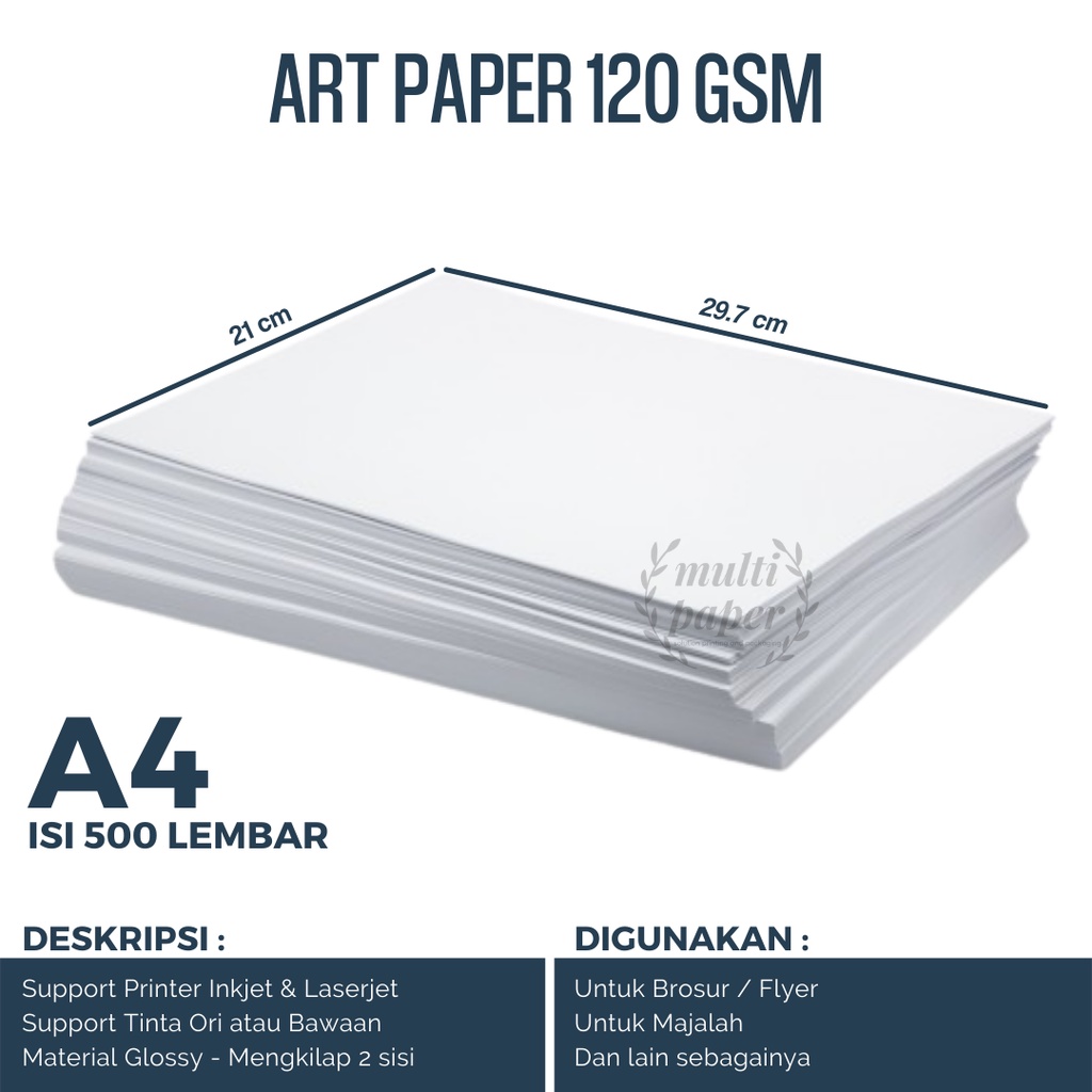 

Art Paper A4 120 gsm isi 500 lembar / Kertas Art Paper A4 / Kerta Flyer A4