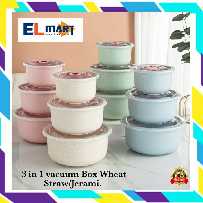 Tempat Penyimpanan Makanan Set 3in1 Wheat Straw Jerami Kedap Udara LB04