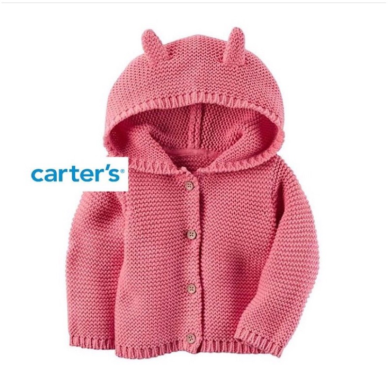 Carters knit hoodie cardigan - pink ladybug