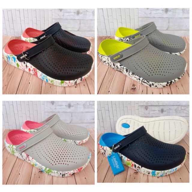 Sendal Crocs Literide Motif Clogs Croc Clog Sendal Perawat Sendal Karet Slip On