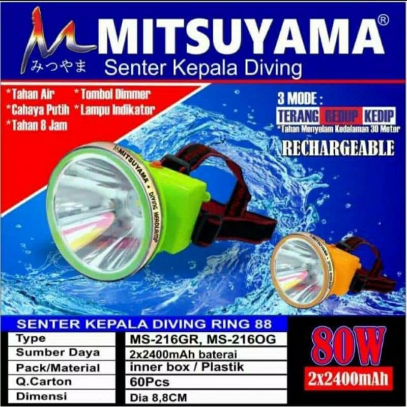 SENTER KEPALA MITSUYAMA 80 WATT MS 170P ANTI AIR