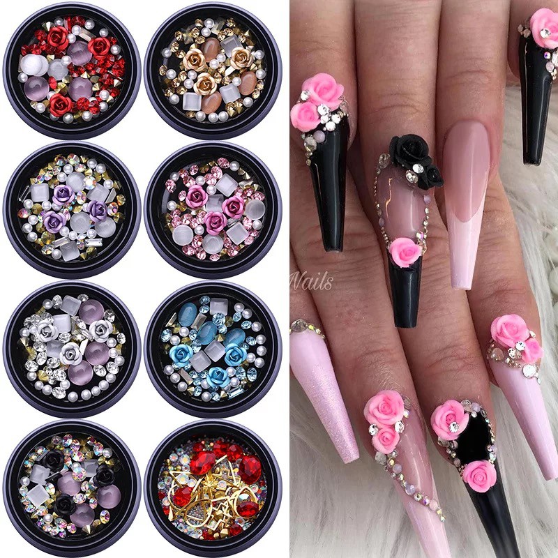 Nail Art 3D Decoration Crystal Aksesoris Kuku Manik Manik Mixed