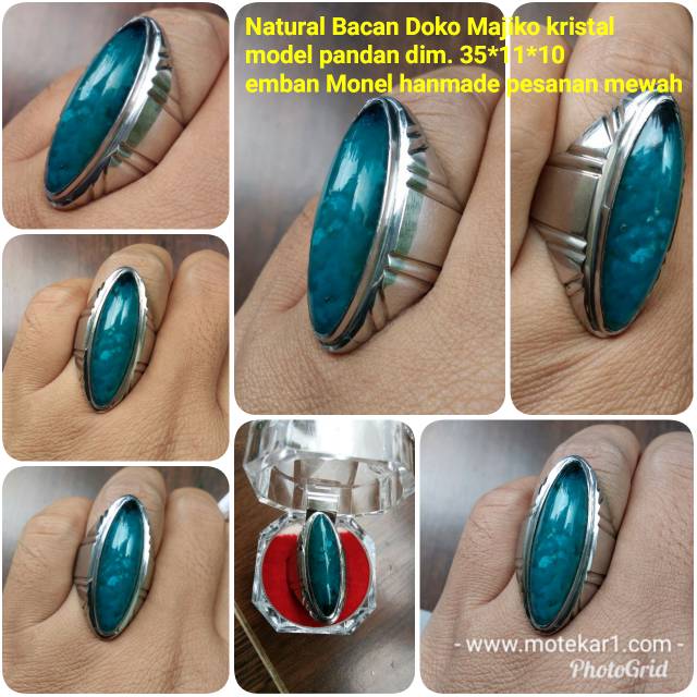 Natural bacan doko galian lawas model pandan dim. 35*11*10 kristal emban monel ring 12 eleghant Ajib
