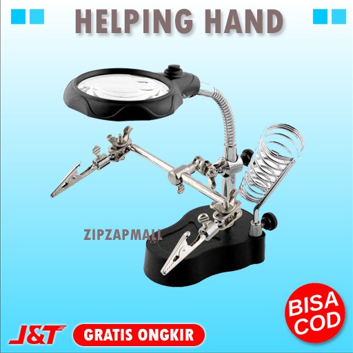 Alat Pegangan Solder Helping Hand dan Kaca Pembesar Import - Tempat Dudukan Solder Murah Original