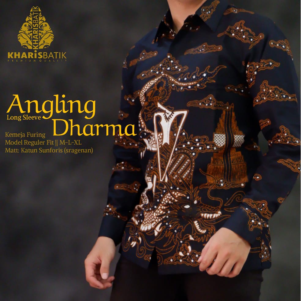 ANGLING DHARMA Kemeja Batik Pria Lengan Panjang Katun Halus FULL FURING Batik KHARIS