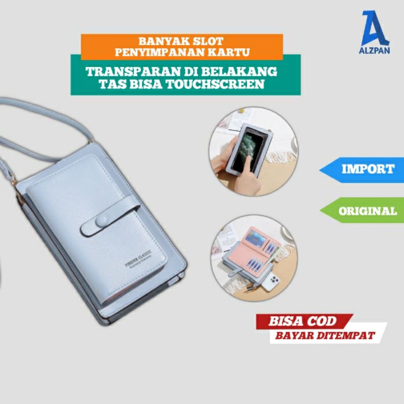 sling bag tas dompet hp transparan touchable henpon hape wanita dan uang phone bag tas selempang sle