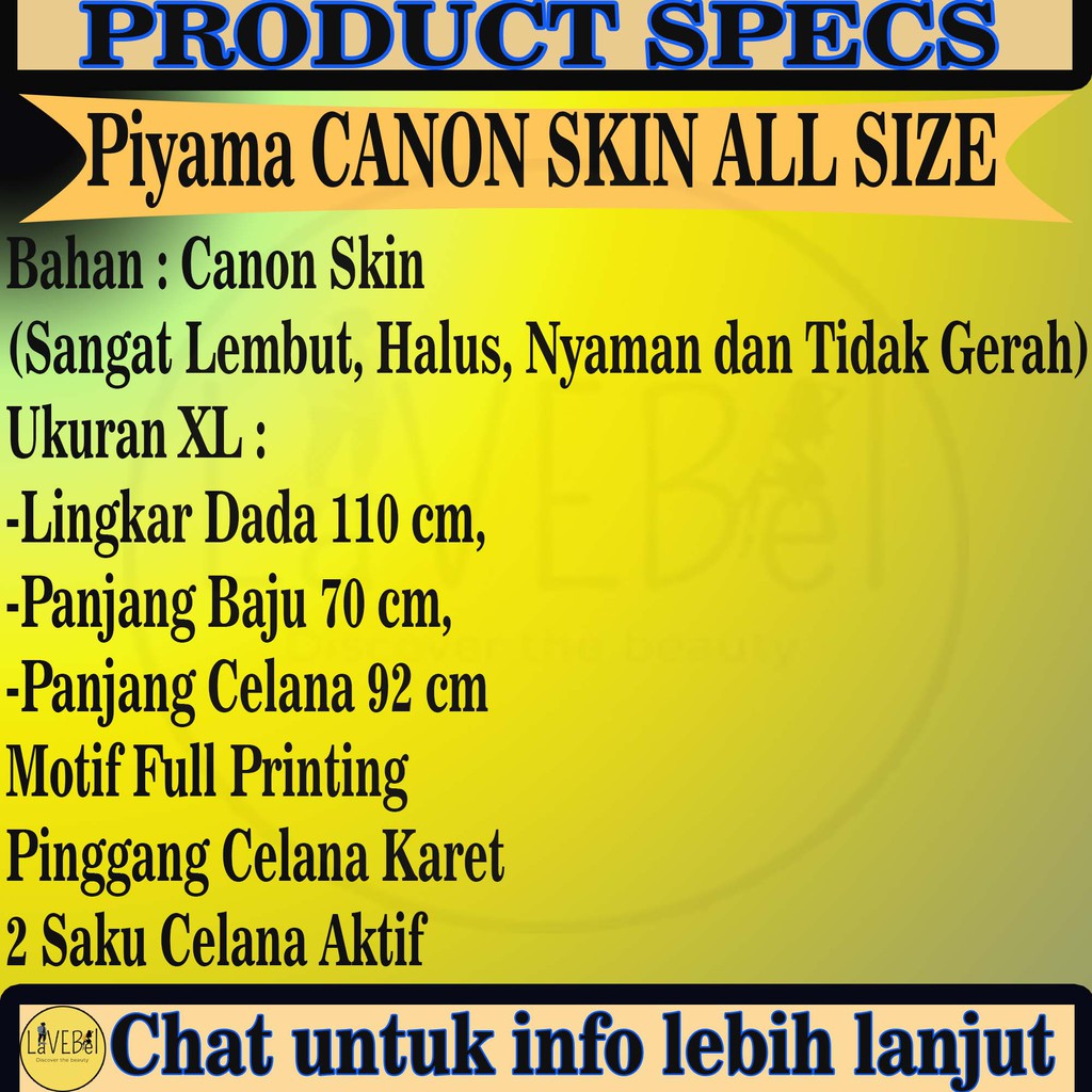 LVB Piyama Wanita CANON SKIN ALL SIZE / baju tidur wanita / pajamas wanita / Setelan kasual wanita