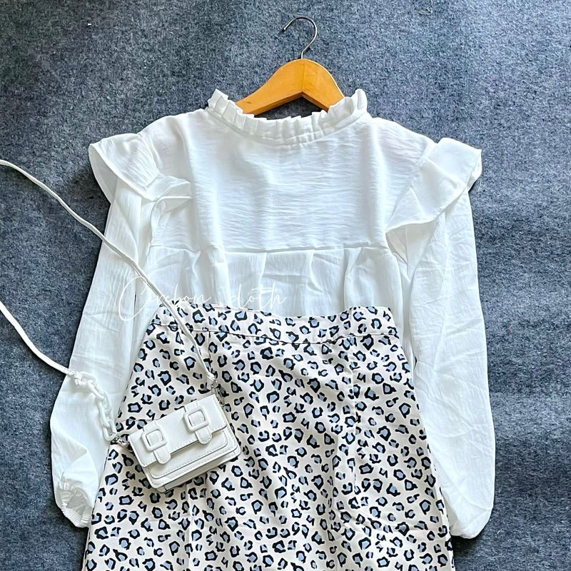 ONE SET PETTERN SKIRT FLORAL SKIRT (Cirebon Cloth)-Rok leo blus putih