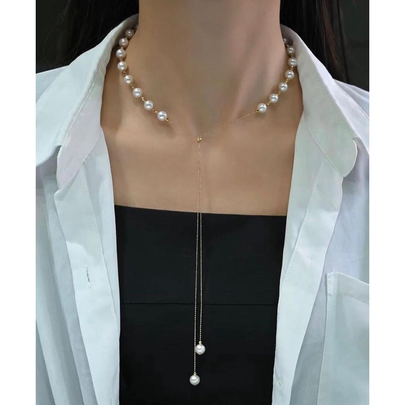 Senada Victory Kalung Mutiara Manik Juntai Rantai Aksesoris Fashion Wanita SK059