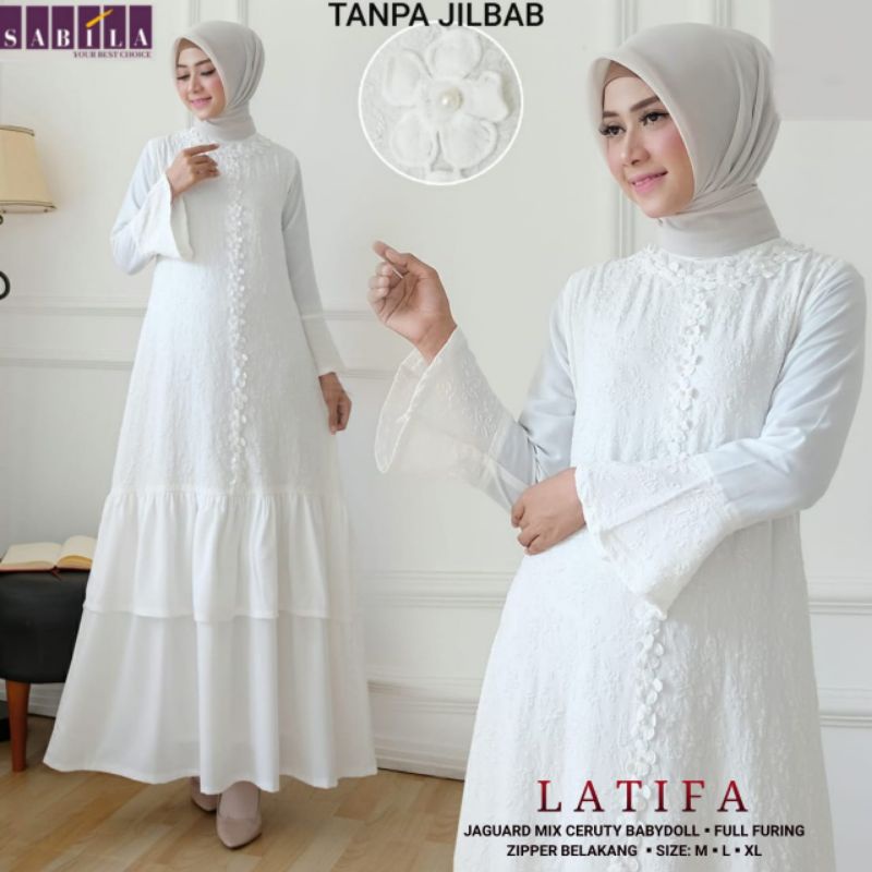 LATIFA DRESS PUTIH ORIGINAL PRODUK BY SABILA