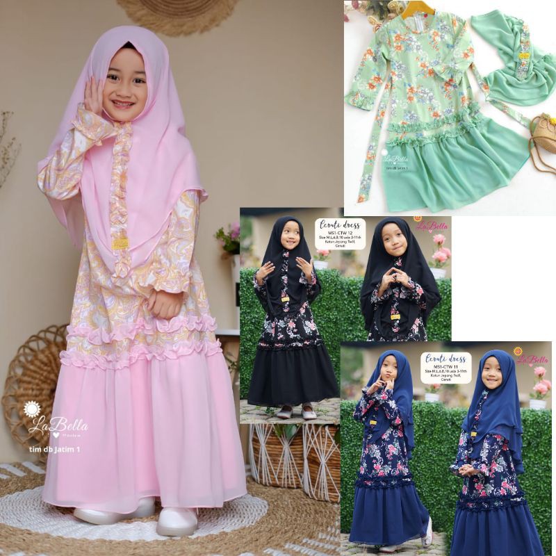 6-7 TAHUN GAMIS ANAK HITAM PINK BATIK KATUN JEPANG BUNGA MOTIF SHABBY KEKINIAN PESTA DRESS LABELLA