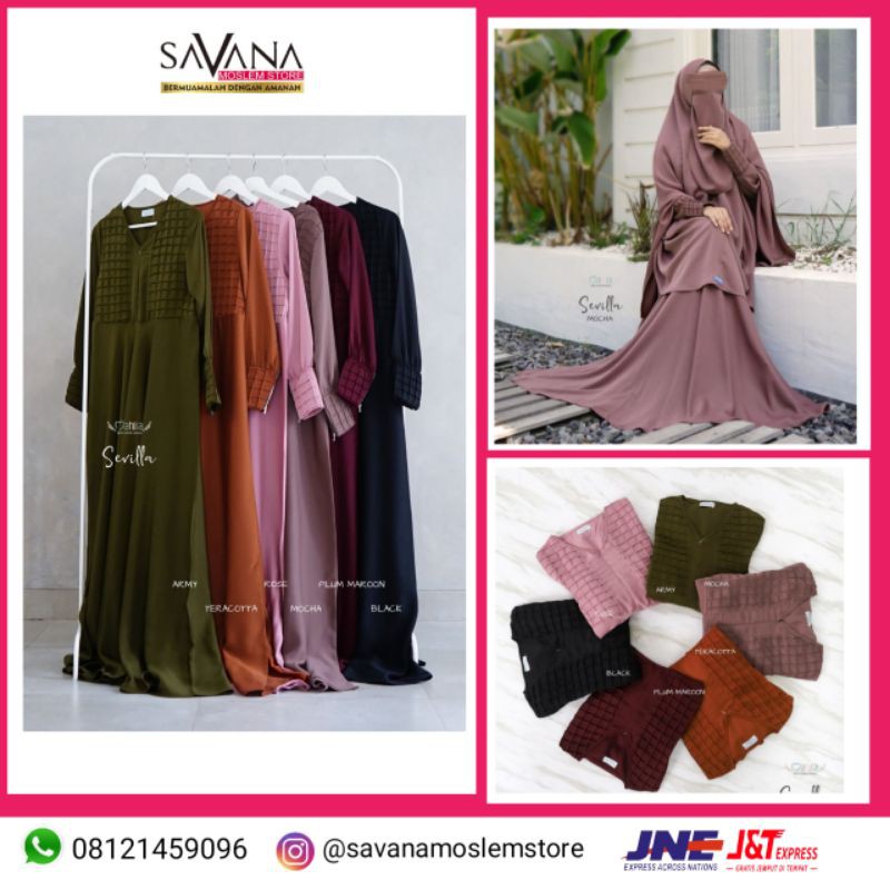 Gamis Set Dewasa Sevilla Set by Mahira Indonesia bahan Royal Queen Empuk dan Lembut