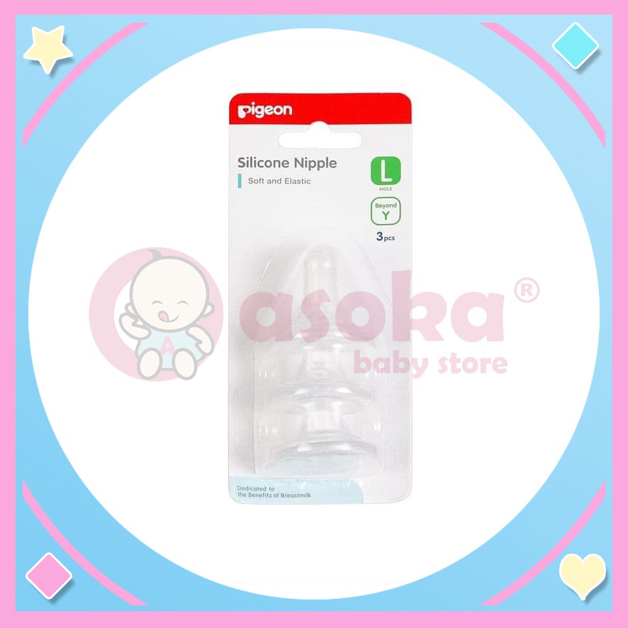 Pigeon Silicone Slim Neck Nipple Triple Pack isi 3 ukuran L ASOKA