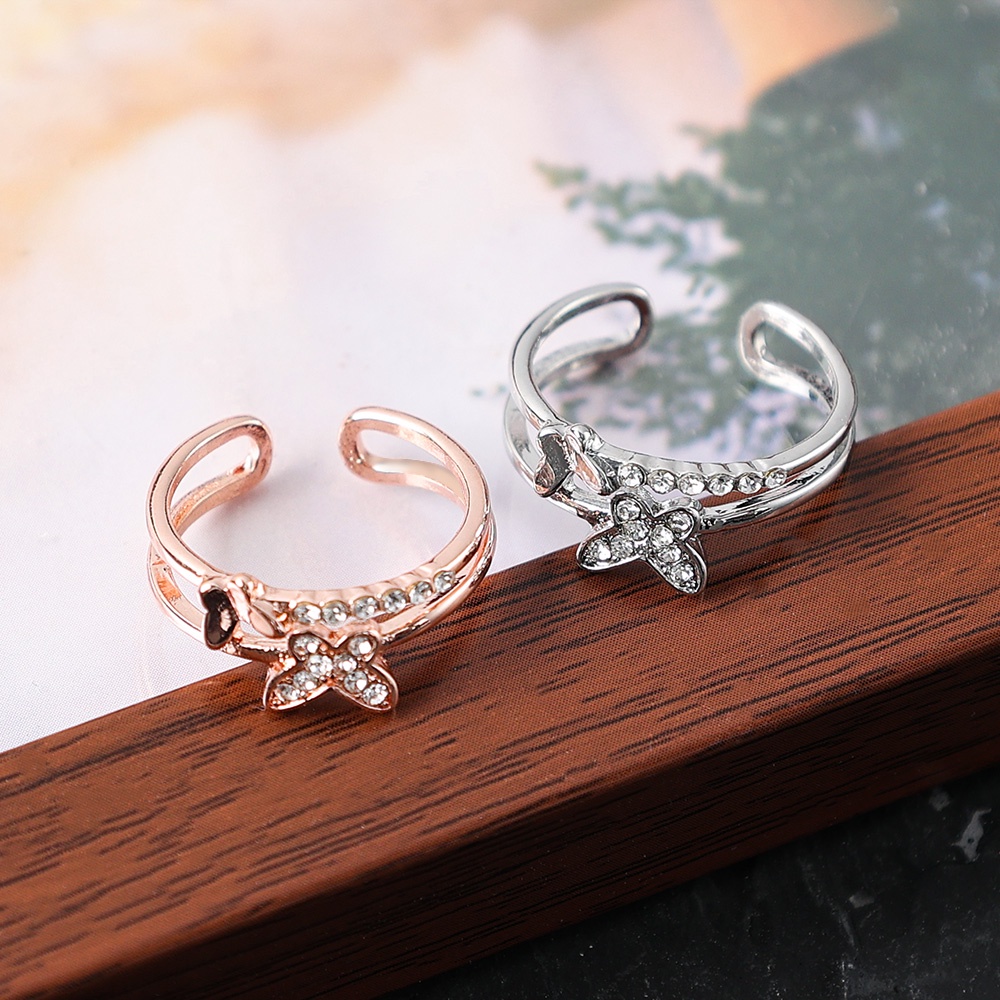 Cincin Model Double Layer Bentuk Kupu-Kupu Untuk Wanita