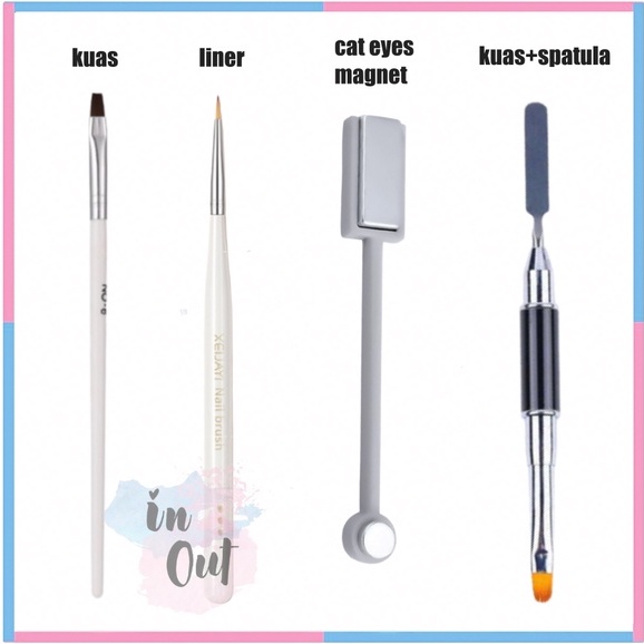 Brush spatula Kikir kuku nail art / Liner Nail art / Kuas kuku / Cat eyes Magnet dual Stick 2 in 1 Gel polish /Kuas polygel extension KU019 KU020 KU021 KU024