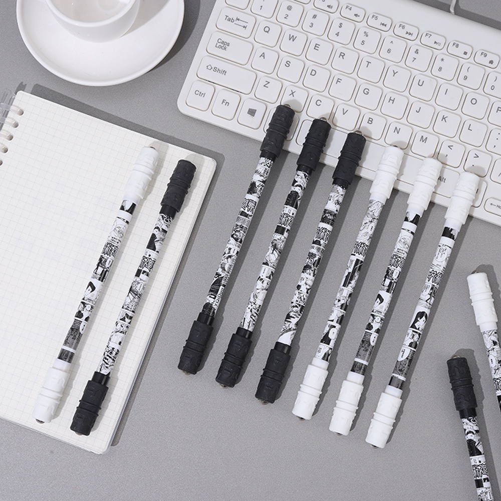 1pc Pulpen Gel Hitam / Putih Desain Anime Kreatif Untuk Stationery Pelajar