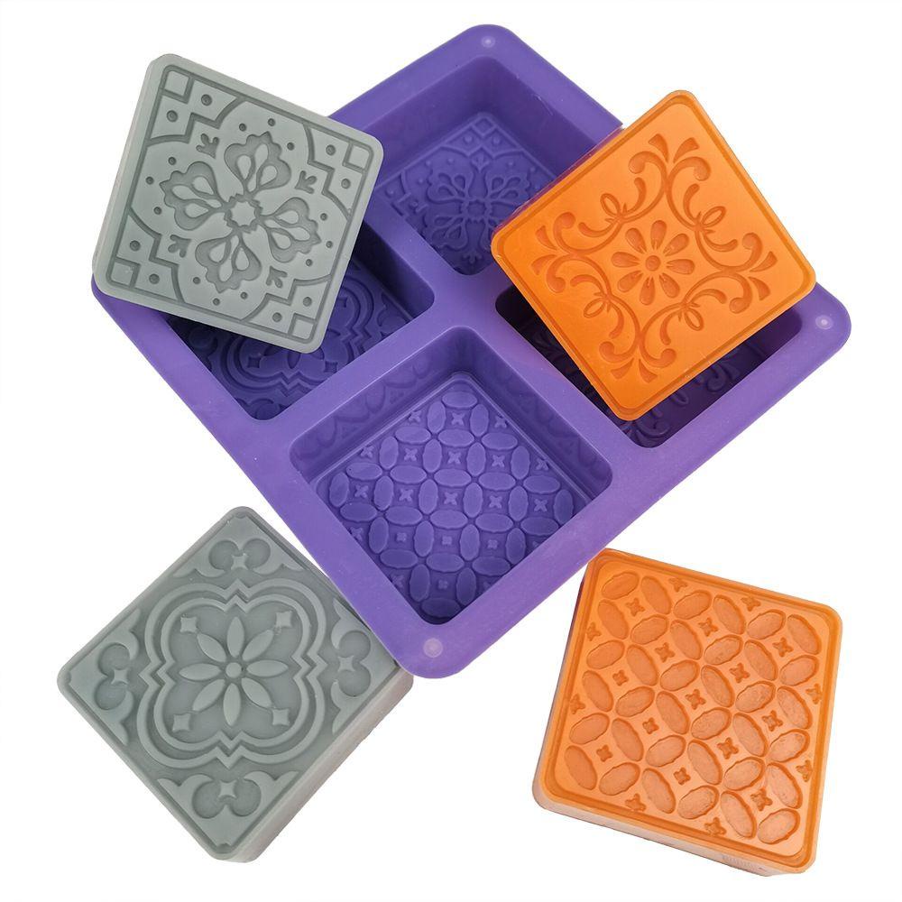 Solighter Cetakan Sabun Silikon Dekorasi Rumah Multi-Fungsi 3D DIY Craft 4rongga Handmade Soaps Supplies
