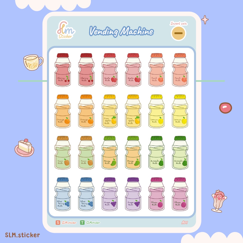 

Sticker Vynil Vending Machine Mini Bottle Waterproof / Stiker Aesthetic Botol Lucu Tahan Air / Sticker Sheet