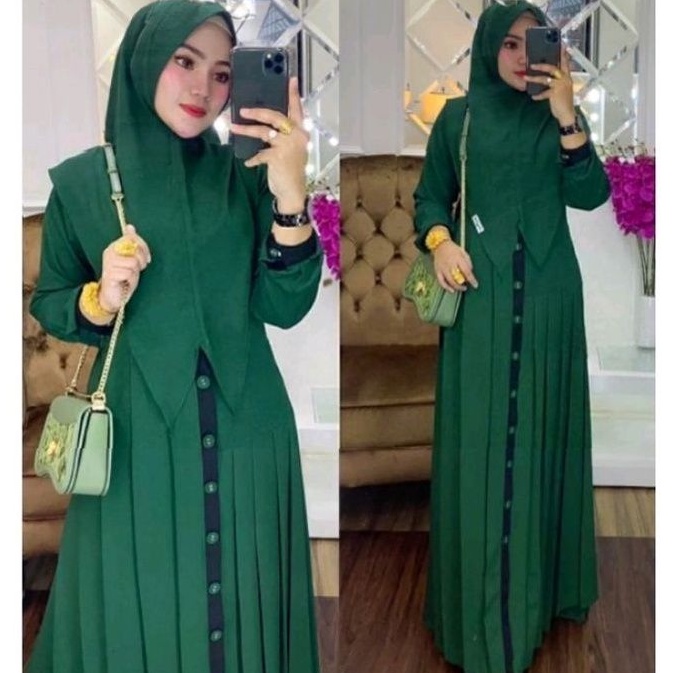 Gamis busui  elisa wanita muslim polos jersey lemonskin elisia dress