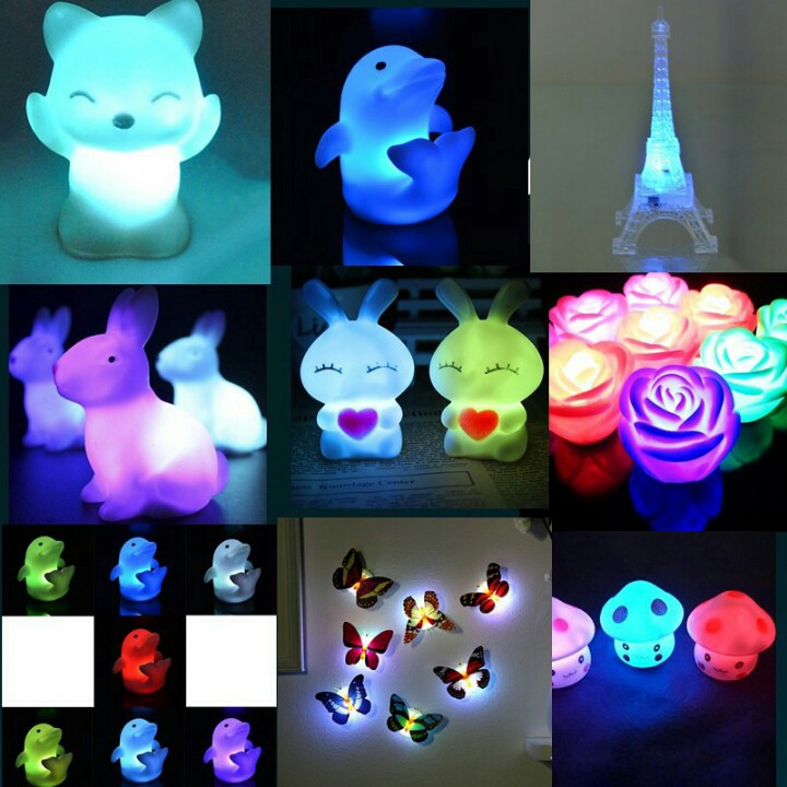  Lampu  Tidur  Mini Aneka Bentuk LED Unik Warna Warni 