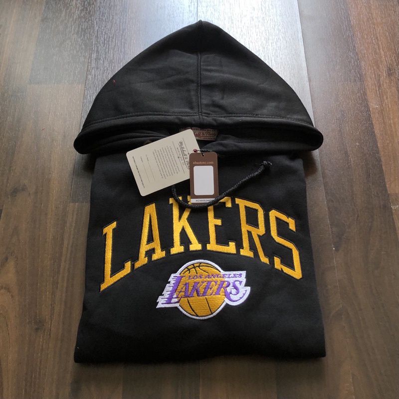 HOODIE LAKERS - BORDIR LOGO TEXT FULLTAG MITCHELL&NESS MIRROR 1:1 ORIGINAL JAKET OVERSIZE