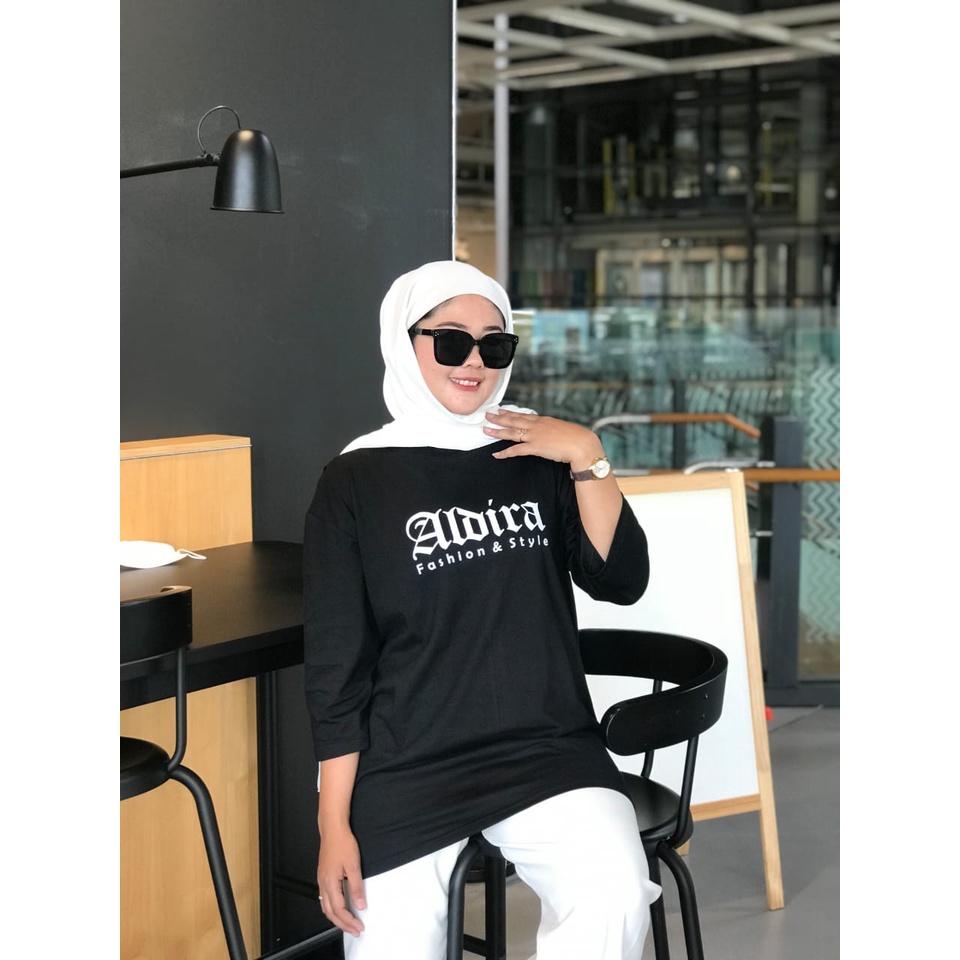 Aldira Kaos Oversize Wanita Hijab / Style Kaos Oversize Wanita / Outfit Kaos Oversize / Kaos Lengan 