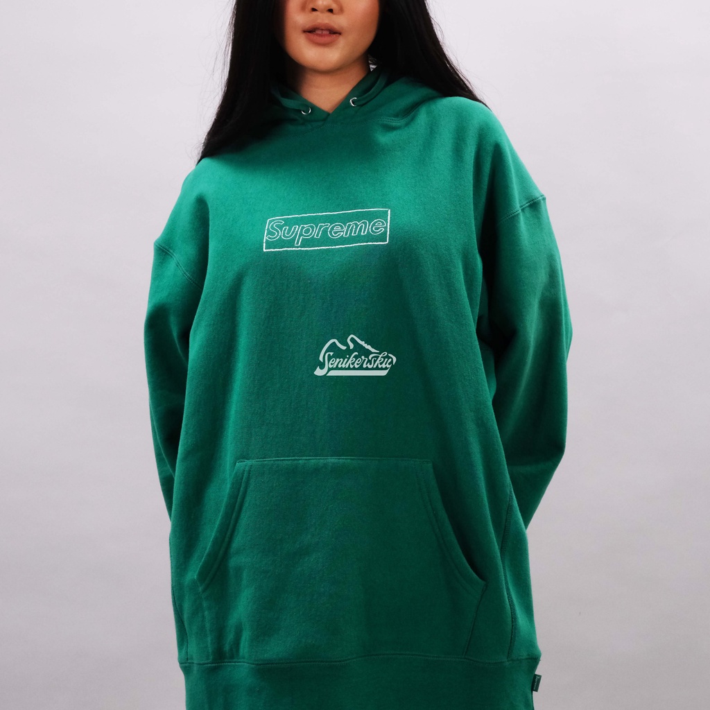 Supreme Kaws Chalk Logo Hoodie Pine Green