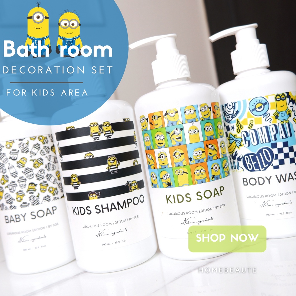 botol sabun cair aesthetic / botol pump 500 ml / botol pump karakter minion  / perlengkapan rumah ae