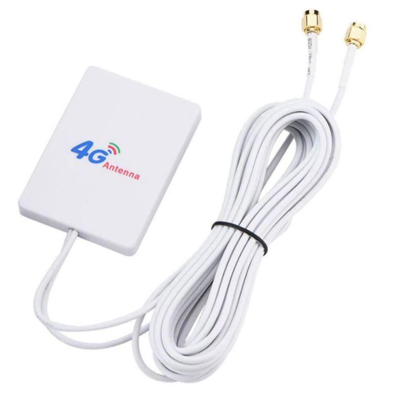 D-LENP Antena Eksternal 3G 4G LTE 28dBi SMA Connector with 2 Meter Cable - RG174 - White