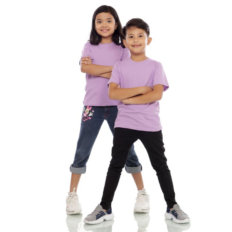 KAOS POLOS ANAK WARNA UNGU MUDA LENGAN PENDEK COTTON COMBED 30S / LAKI-LAKI & PEREMPUAN