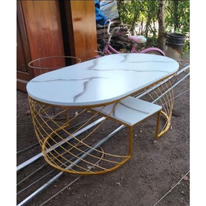 meja tamu minimalis/meja ruang  tamu oval/meja ruang tamu besi/meja besi oval/meja tamu terbaru/meja