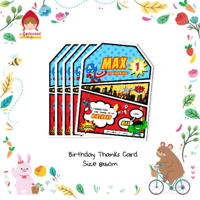 Kartu ucapan terima kasih / thx card / thanks card superhero avengers marvel