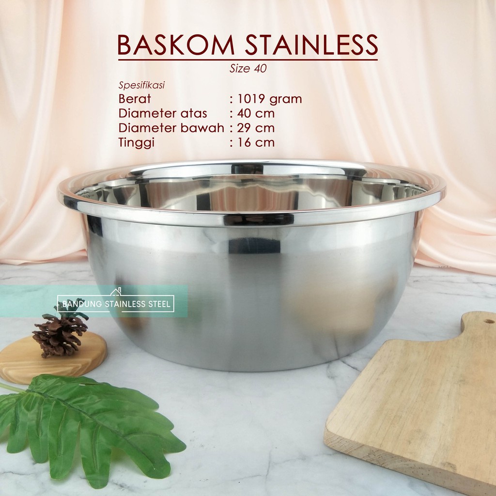 Baskom 40cm tinggi tebal Multi fungsi stainless steel murah wadah