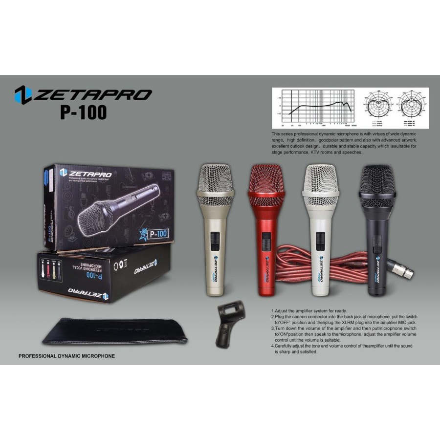 Mic Kabel Zetapro P-100 / P100 / P 100 Original Wire Microphone