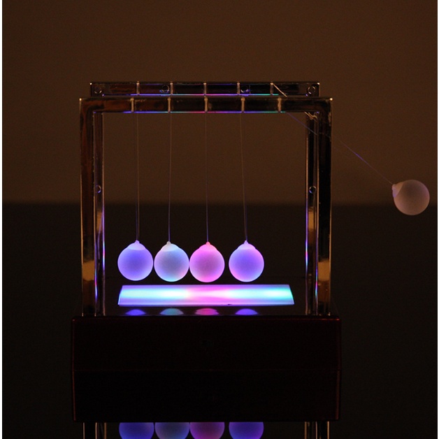 Newton Cradle Led Alat Peraga Fisika Momentum Perpetual Motion Pendulum Bola